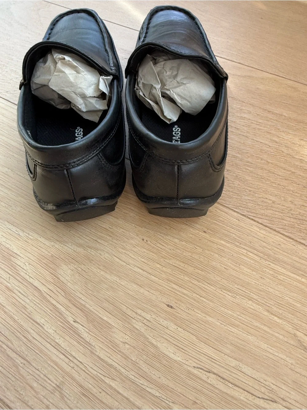 Kids Black Leather Slip-On Loafers